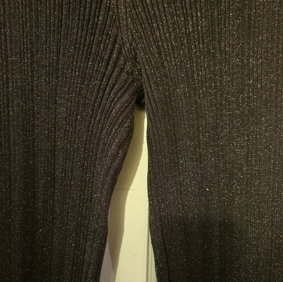 Brown Ribbed Flared Knit Pants - Picture 4 of 5